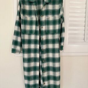 Brixton Green and Cream Plaid Shirt Jacket
